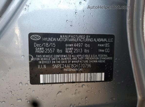 5NPE24AF8GH370796 2016 HYUNDAI SONATA Серебряный Вид подкапотного пространства