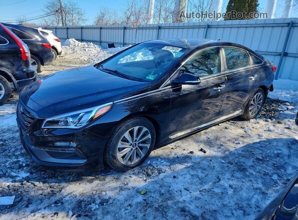 5NPE34AF1GH389462 2016 HYUNDAI SONATA Черный Передняя левая четверть