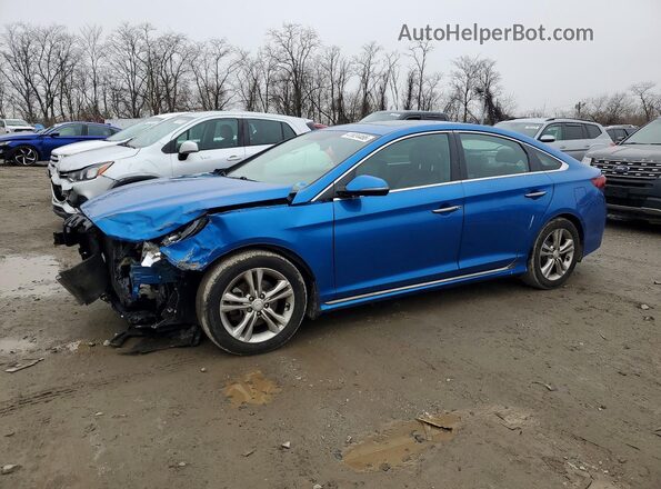 5NPE34AF2KH759892 2019 HYUNDAI SONATA Blue Առջևի ձախ երեք քառորդ տեսարան