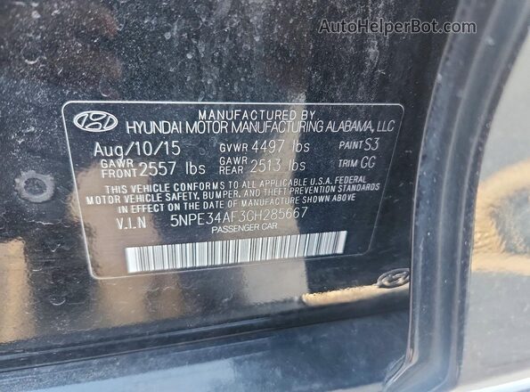5NPE34AF3GH285667 2016 HYUNDAI SONATA Черный Вид наклейки с VIN-кодом