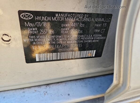 5NPE34AF5JH708935 2018 HYUNDAI SONATA Silver Engine compartment view