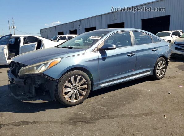 5NPE34AF8GH267410 2016 HYUNDAI SONATA Синий Передняя левая четверть