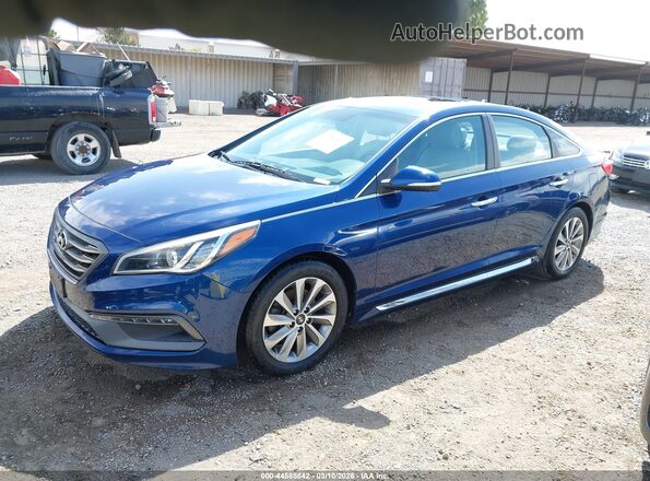 5NPE34AF8GH414129 2016 HYUNDAI SONATA Синий Передняя левая четверть