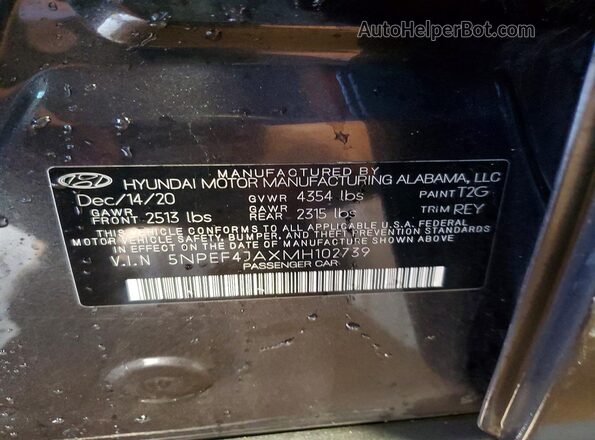 5NPEF4JAXMH102739 2021 HYUNDAI SONATA Серый Вид наклейки с VIN-кодом