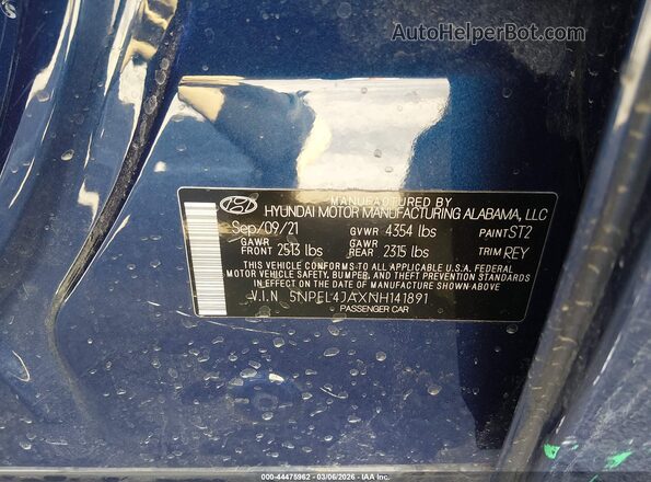 5NPEL4JAXNH141891 2022 HYUNDAI SONATA Blue Widok komory silnika
