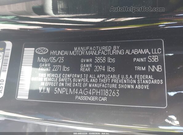 5NPLM4AG4PH118263 2023 HYUNDAI ELANTRA Черный Вид подкапотного пространства