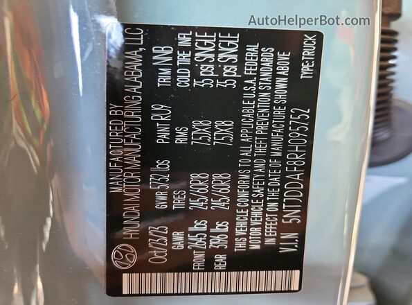 5NTJDDAF8RH095752 2024 HYUNDAI SANTA Gray Engine compartment view