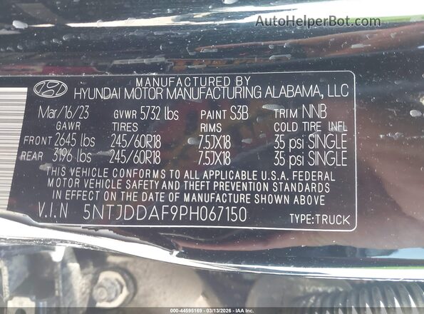 5NTJDDAF9PH067150 2023 HYUNDAI SANTA CRUZ Black Вид підкапотного простору