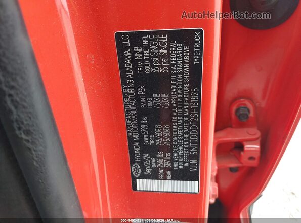 5NTJDDDF2SH131825 2025 HYUNDAI SANTA CRUZ Orange Vista del compartimento del motor