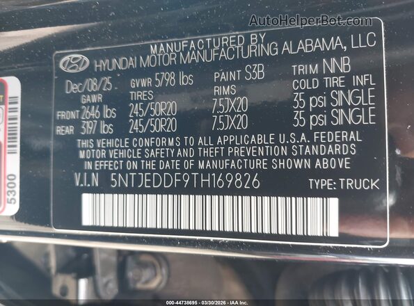 5NTJEDDF9TH169826 2026 HYUNDAI SANTA CRUZ Черный Вид подкапотного пространства