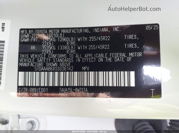 5TDAAAB6XSS036142 2025 LEXUS TX 350 White Vista del compartimento del motor