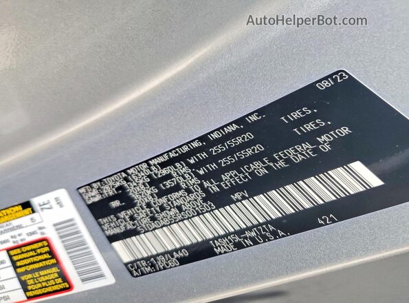 5TDADAB55RS001503 2024 TOYOTA GRAND Серебряный Вид наклейки с VIN-кодом