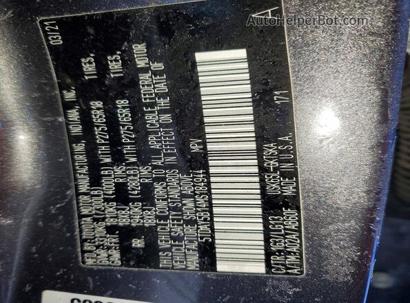 5TDAY5B14MS184944 2021 TOYOTA SEQUOIA Gray Vista de la etiqueta del VIN