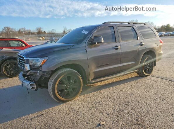5TDBY5G19JS158378 2018 TOYOTA SEQUOIA Gray წინა მარცხენა ხედი სამი მეოთხედიდან