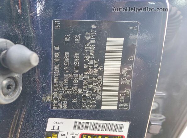 5TDCZRBH3MS095084 2021 TOYOTA HIGHLANDER Blue VIN კოდის სტიკერის ხედი