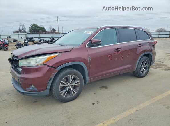 5TDKKRFH7GS158251 2016 TOYOTA HIGHLANDER Бордовый Передняя левая четверть