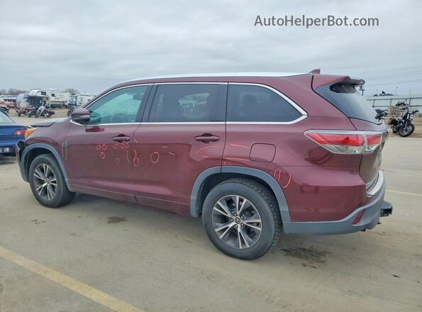5TDKKRFH7GS158251 2016 TOYOTA HIGHLANDER Бордовый Задняя левая четверть