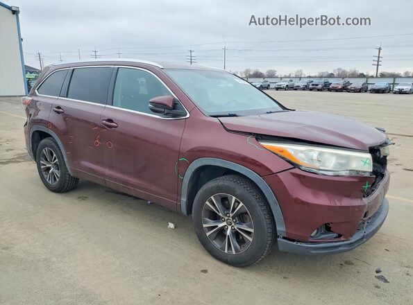 5TDKKRFH7GS158251 2016 TOYOTA HIGHLANDER Бордовый Передняя правая четверть