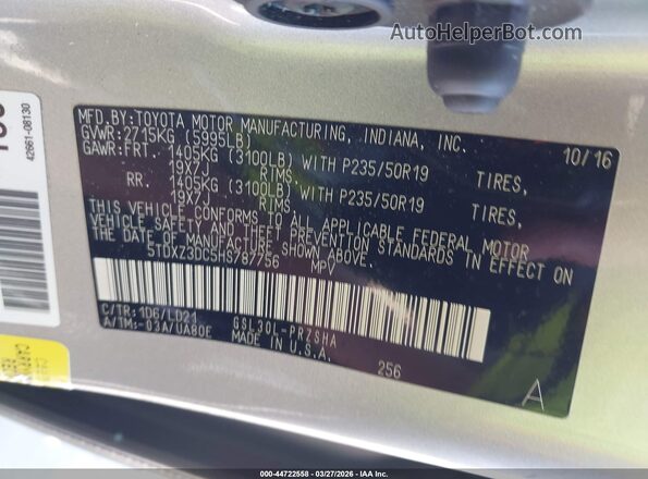 5TDXZ3DC5HS787756 2017 TOYOTA SIENNA Серый Вид подкапотного пространства