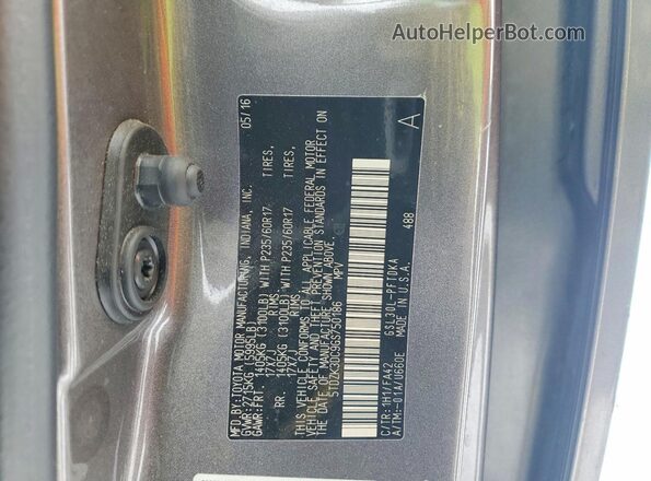 5TDZK3DC9GS750186 2016 TOYOTA SIENNA Серый Вид наклейки с VIN-кодом