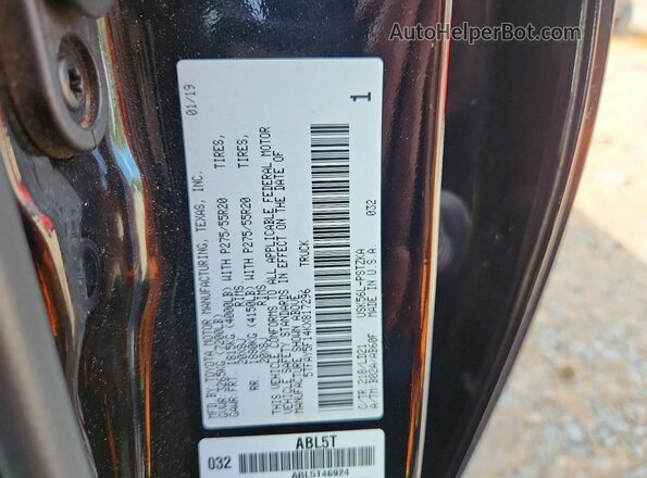 5TFAY5F14KX817296 2019 TOYOTA TUNDRA Black VIN կոդի պիտակի տեսք