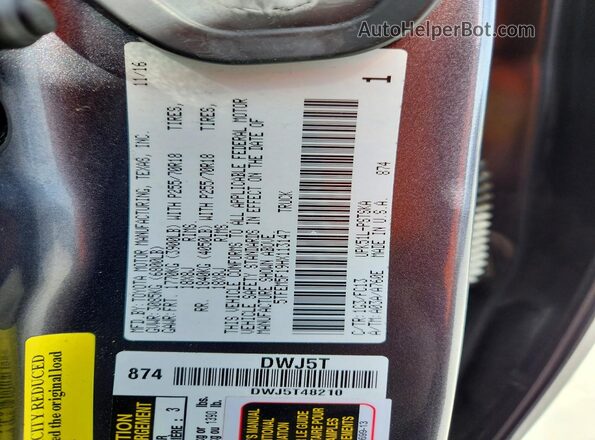 5TFEM5F19HX113147 2017 TOYOTA TUNDRA Серый Вид наклейки с VIN-кодом