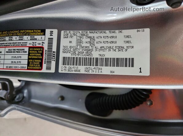 5TFEY5F13JX240521 2018 TOYOTA TUNDRA Серебряный Вид подкапотного пространства