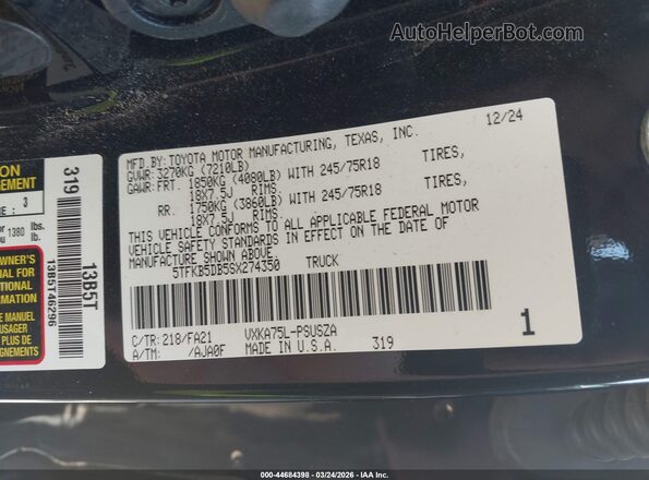 5TFKB5DB5SX274350 2025 TOYOTA TUNDRA Black Vista del compartimento del motor