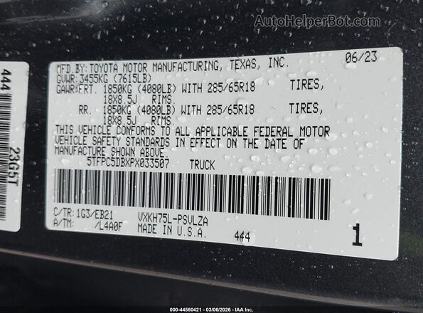 5TFPC5DBXPX033507 2023 TOYOTA TUNDRA HYBRID Gray Widok komory silnika