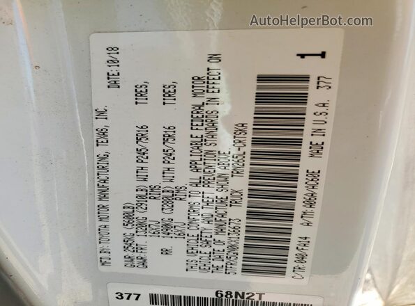 5TFRX5GN0KX136673 2019 TOYOTA TACOMA Белый Вид подкапотного пространства