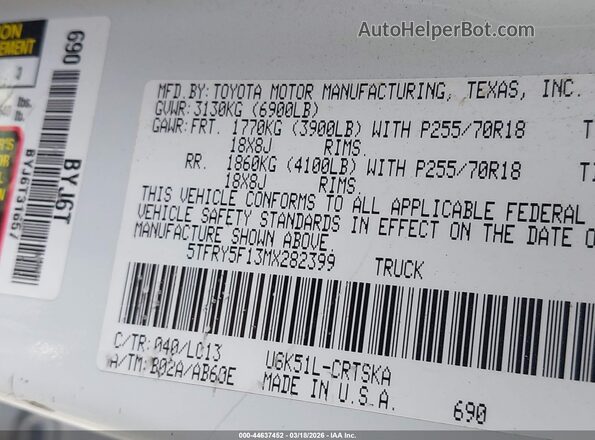 5TFRY5F13MX282399 2021 TOYOTA TUNDRA White Вид підкапотного простору
