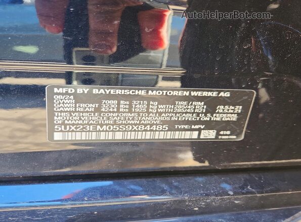 5UX23EM05S9X84485 2025 BMW X7 Blue Widok naklejki z numerem VIN