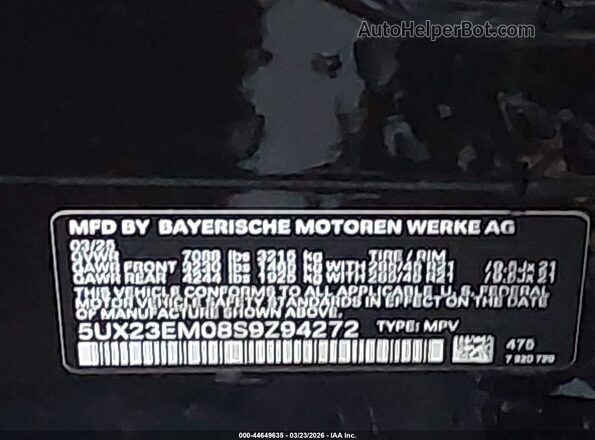 5UX23EM08S9Z94272 2025 BMW X7 Black Вид підкапотного простору