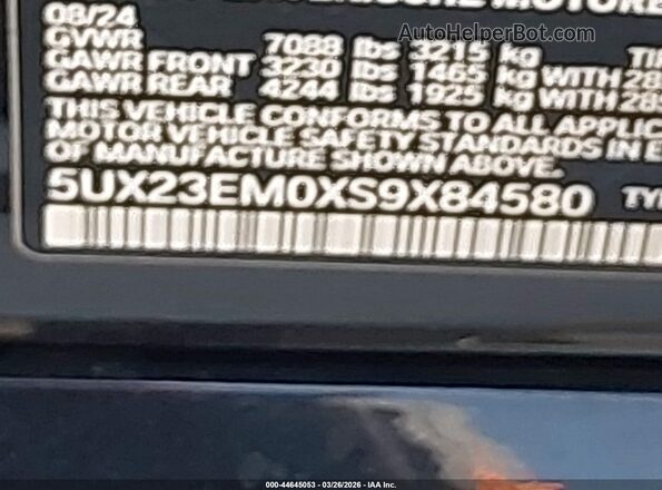 5UX23EM0XS9X84580 2025 BMW X7 Black Vista del compartimento del motor