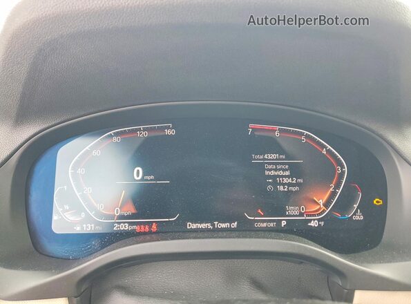 5UX2V1C00L9B76088 2020 BMW X4 Black Widok zestawu wskaźników