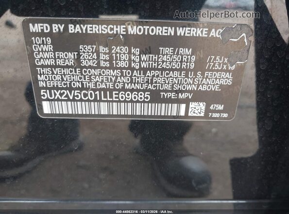 5UX2V5C01LLE69685 2020 BMW X4 Black Widok komory silnika
