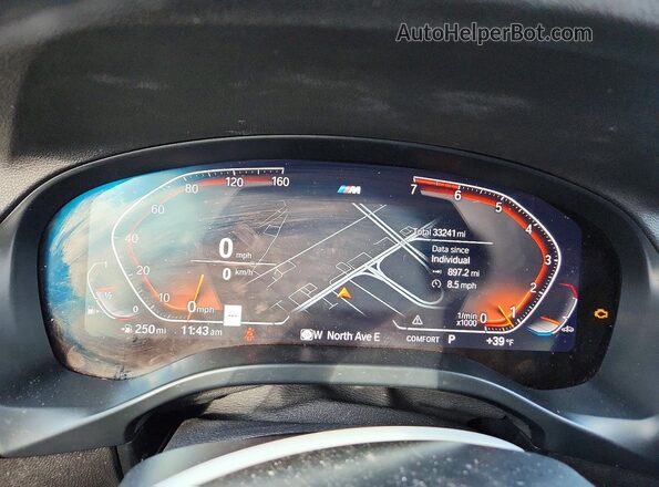 5UX33DT00N9M51258 2022 BMW X4 Black Widok zestawu wskaźników
