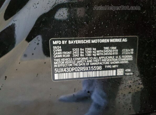 5UX43DP02R9X15598 2024 BMW X3 Black Vista del compartimento del motor