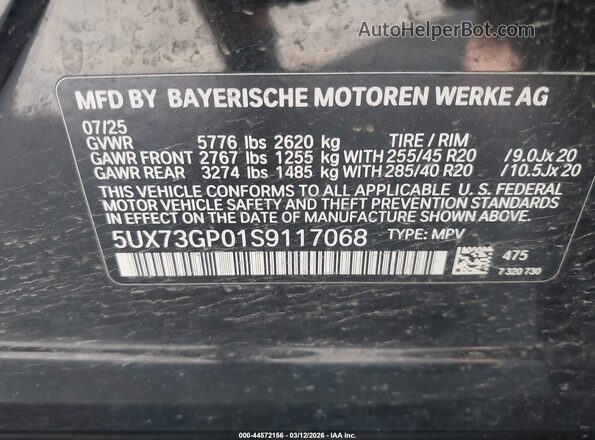 5UX73GP01S9117068 2025 BMW X3 Черный Вид подкапотного пространства