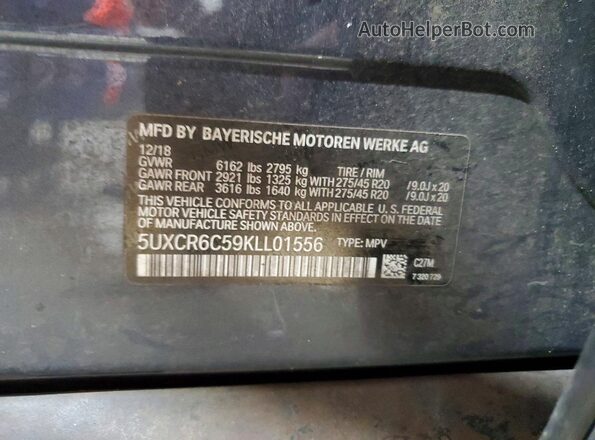 5UXCR6C59KLL01556 2019 BMW X5 Charcoal Widok komory silnika