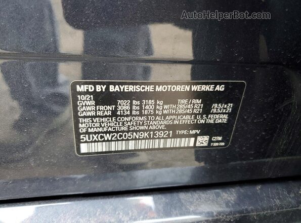 5UXCW2C05N9K13921 2022 BMW X7 Charcoal Widok wnętrza 360 stopni