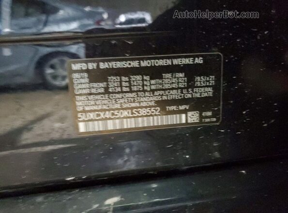 5UXCX4C50KLS38552 2019 BMW X7 Blue Widok naklejki z numerem VIN