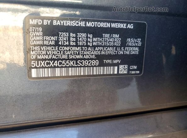 5UXCX4C55KLS39289 2019 BMW X7 Синий Вид подкапотного пространства