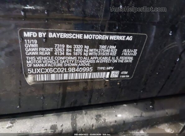 5UXCX6C02L9B40995 2020 BMW X7 Черный Вид подкапотного пространства