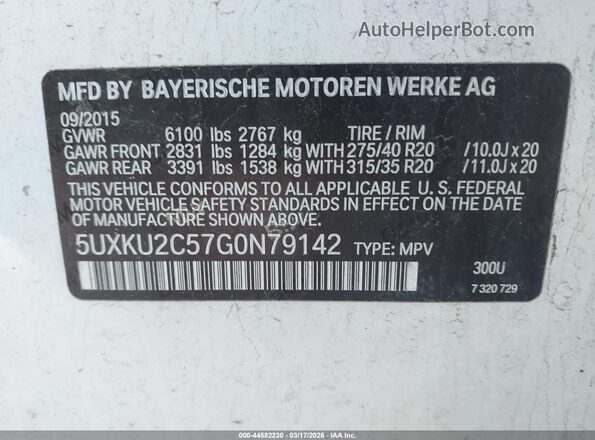 5UXKU2C57G0N79142 2016 BMW X6 White Вид підкапотного простору