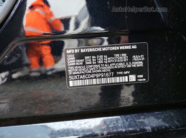 5UXTA6C04P9P91677 2023 BMW X5 Black Widok wnętrza 360 stopni
