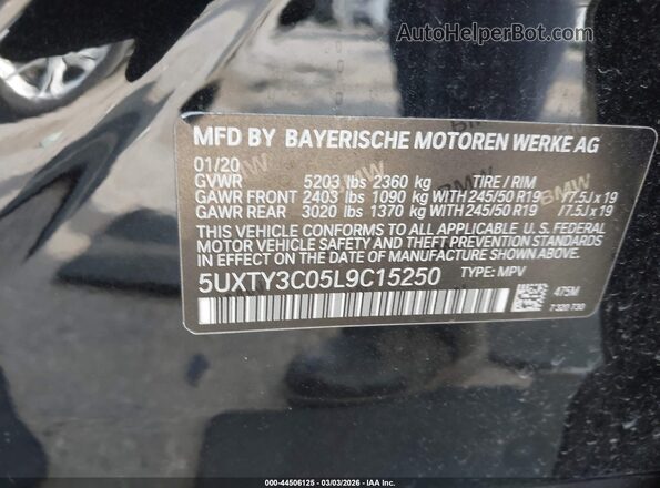 5UXTY3C05L9C15250 2020 BMW X3 Черный Вид подкапотного пространства
