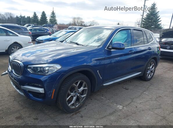 5UXTY5C04M9F07534 2021 BMW X3 Blue Передня ліва чверть