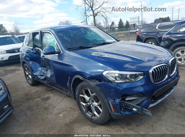5UXTY5C04M9F07534 2021 BMW X3 Blue Передня права чверть