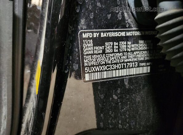 5UXWX9C33H0T17913 2017 BMW X3 Черный Вид наклейки с VIN-кодом